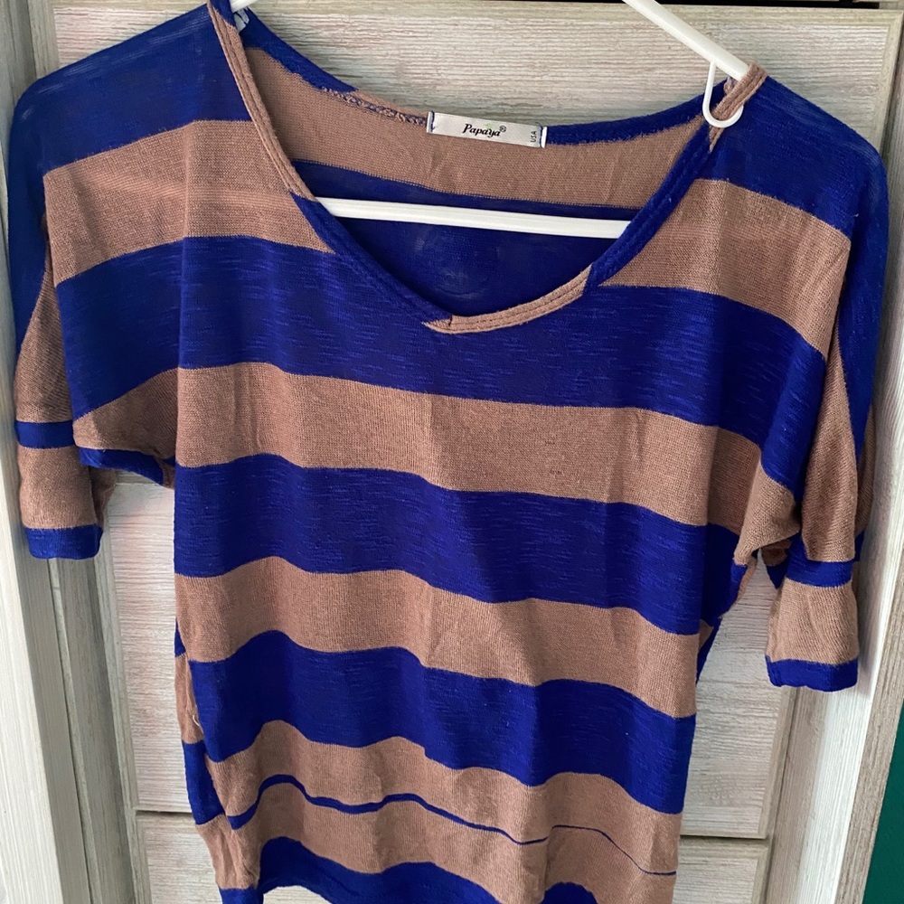 Blue/Tan blouse